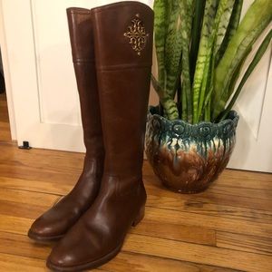 TORY BURCH Kieran Leather Logo Riding Boot